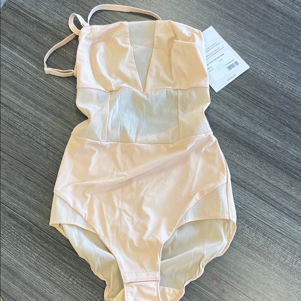 Item M6  NUDE All Mesh Low Back Shape Bodysuit. NWT. Size Small